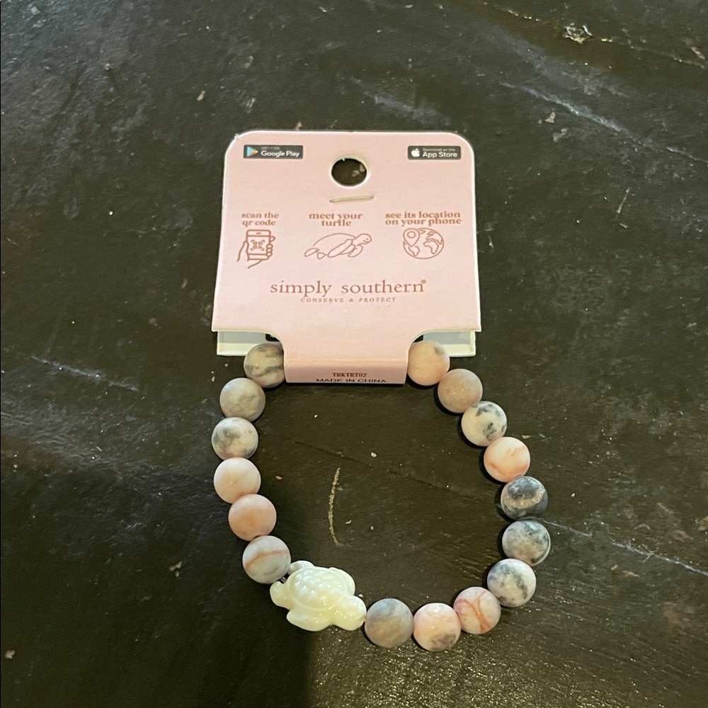Simply Southern Marble Beaded Bracelet with Turtle Charm - Picture 1 of 2